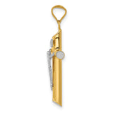 14K Two-Tone w/Rhodium Inri Crucifix Pendant