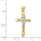 14K Two-Tone w/Rhodium Inri Crucifix Pendant