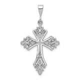 14k White Gold Fleur De Lis Cross Pendant
