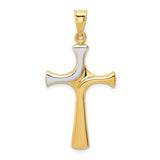 14k w/Rhodium Fancy Cross Pendant