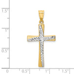 14k w/Rhodium Diamond-cut Cross Pendant