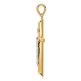 14k Two-tone Hollow Crucifix Pendant