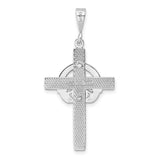 14k White Gold Claddagh Cross Pendant