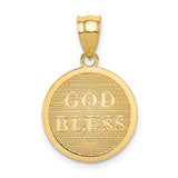 14K Reversible Cross and GOD BLESS Charm