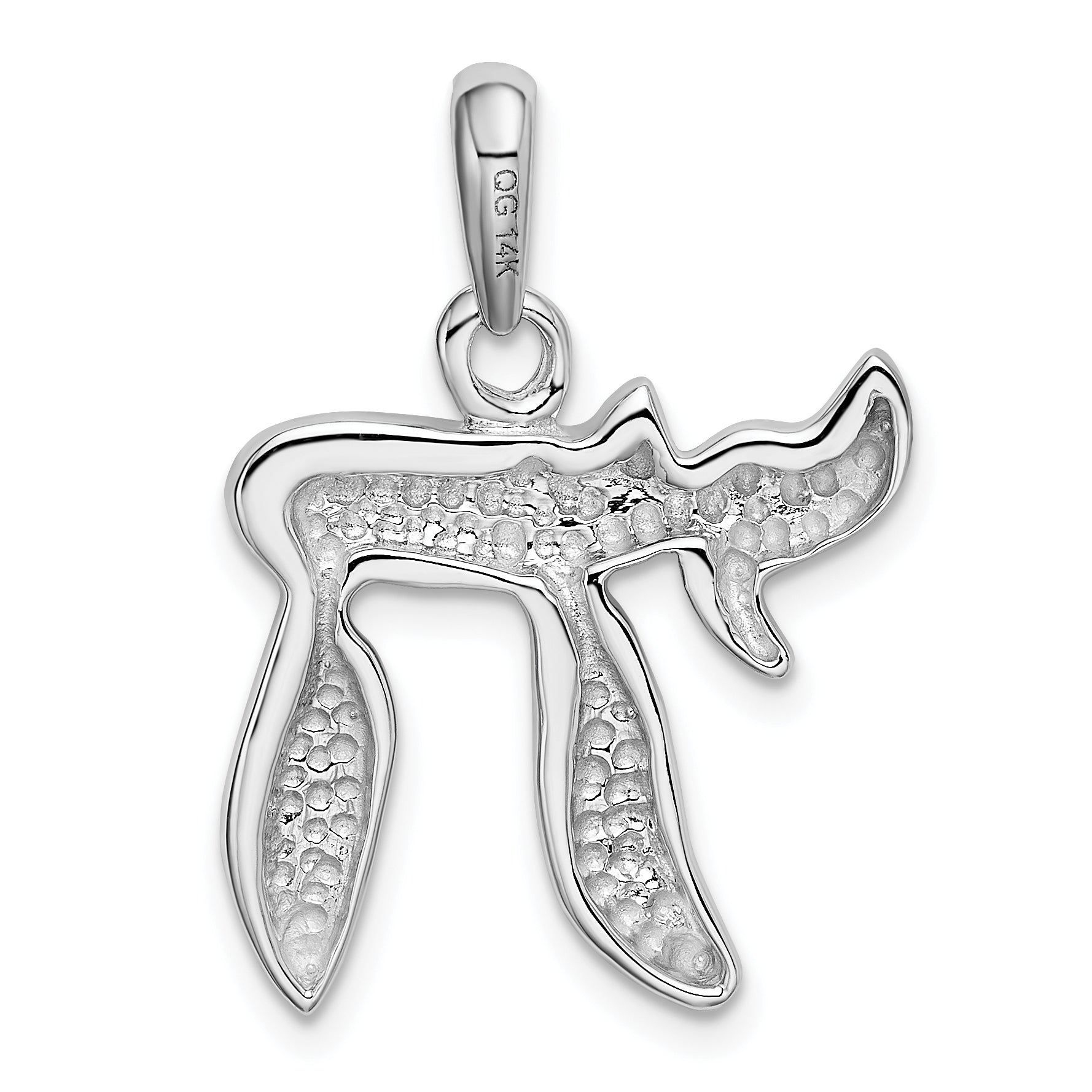 14K White Gold Chai Life Pendant