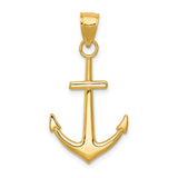 14K Gold Polished Anchor Pendant