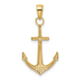 14K Gold Polished Anchor Pendant