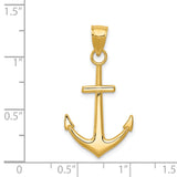 14K Gold Polished Anchor Pendant
