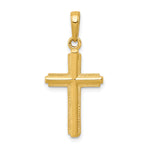14K Polished Cross With Striped Border Pendant