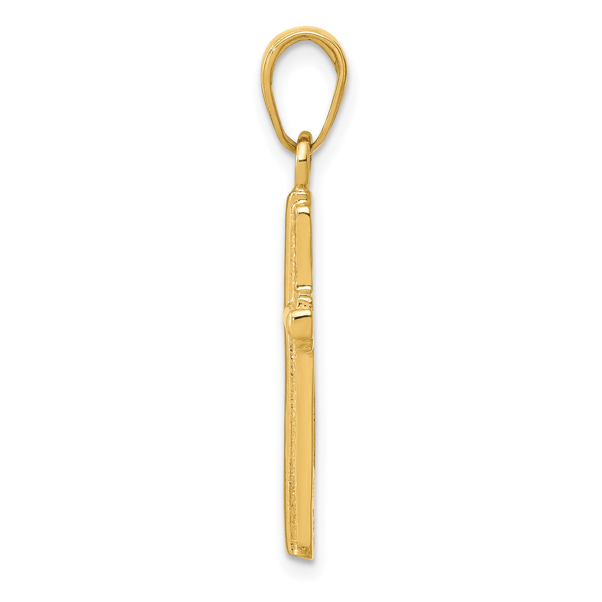 14K Polished Cross With Striped Border Pendant