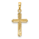 14K Polished Cross With Striped Border Pendant