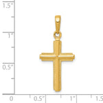 14K Polished Cross With Striped Border Pendant