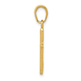 14K Polished Cross With Striped Border Pendant