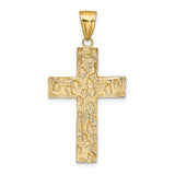 14K Polished/Textured Nugget Style Cross Pendant