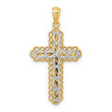 14K Two-tone Gold Polished 2 Level Cross Pendant