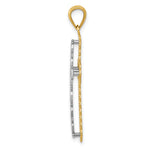 14K Two-tone Gold Polished 2 Level Cross Pendant