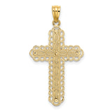 14K Two-tone Gold Polished 2 Level Cross Pendant
