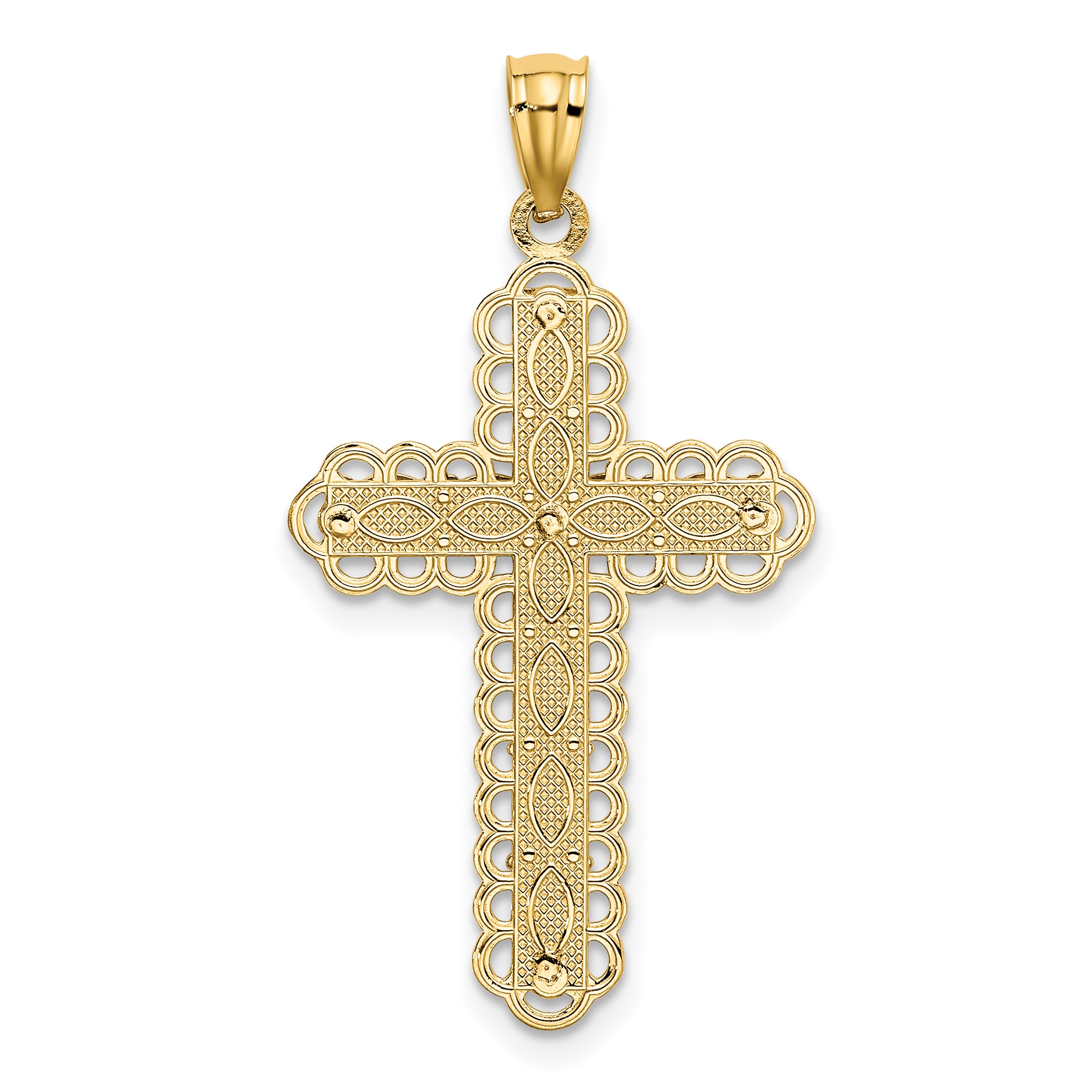 14K Two-tone Gold Polished 2 Level Cross Pendant