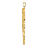 14K Large Tree Textured Cross Pendant