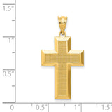 14K Polished / Textured Cross Pendant