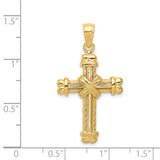 14K Gold Polished / Textured Cross Pendant