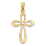 14k Gold Polished Ribbon Cross Pendant