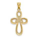 14K Two-tone Polished Pink Ribbon Cross Pendant