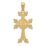 14K Polished/Textured Armenian Cross Pendant