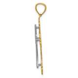 14K Two-tone Polished 2-Level Fleur de Lis Cross Pendant
