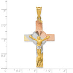 14K w/Rose and White Rhodium Iona Crucifix Cross Pendant