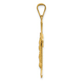 14k Polished Satin and D/C Crucifix Pendant