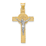 14k Two-Tone St. Benedict Medal Crucifix Cross Pendant