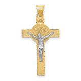 14k Two-Tone St. Benedict Medal Crucifix Cross Pendant