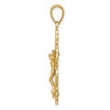 14K Polished Crucifix W/Lace Trim Pendant