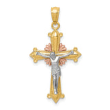 14K Tri-color Polished Crucifix Pendant
