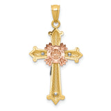 14K Tri-color Polished Crucifix Pendant