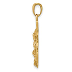 14K Polished Textured Mariners Crucifix Rope/Wheel Pendant