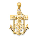 14K Polished Textured Mini Mariners Crucifix Pendant