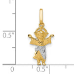14k with Rhodium D/C Polished Baby Jesus Pendant