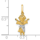 14k with Rhodium D/C Polished Baby Jesus Pendant