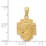 14K Gold Polished Small Jesus Head With Crown Pendant