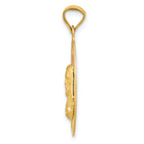14K w/Rose and White Rhodium D/C Sagrado Corazon Oval Pendant
