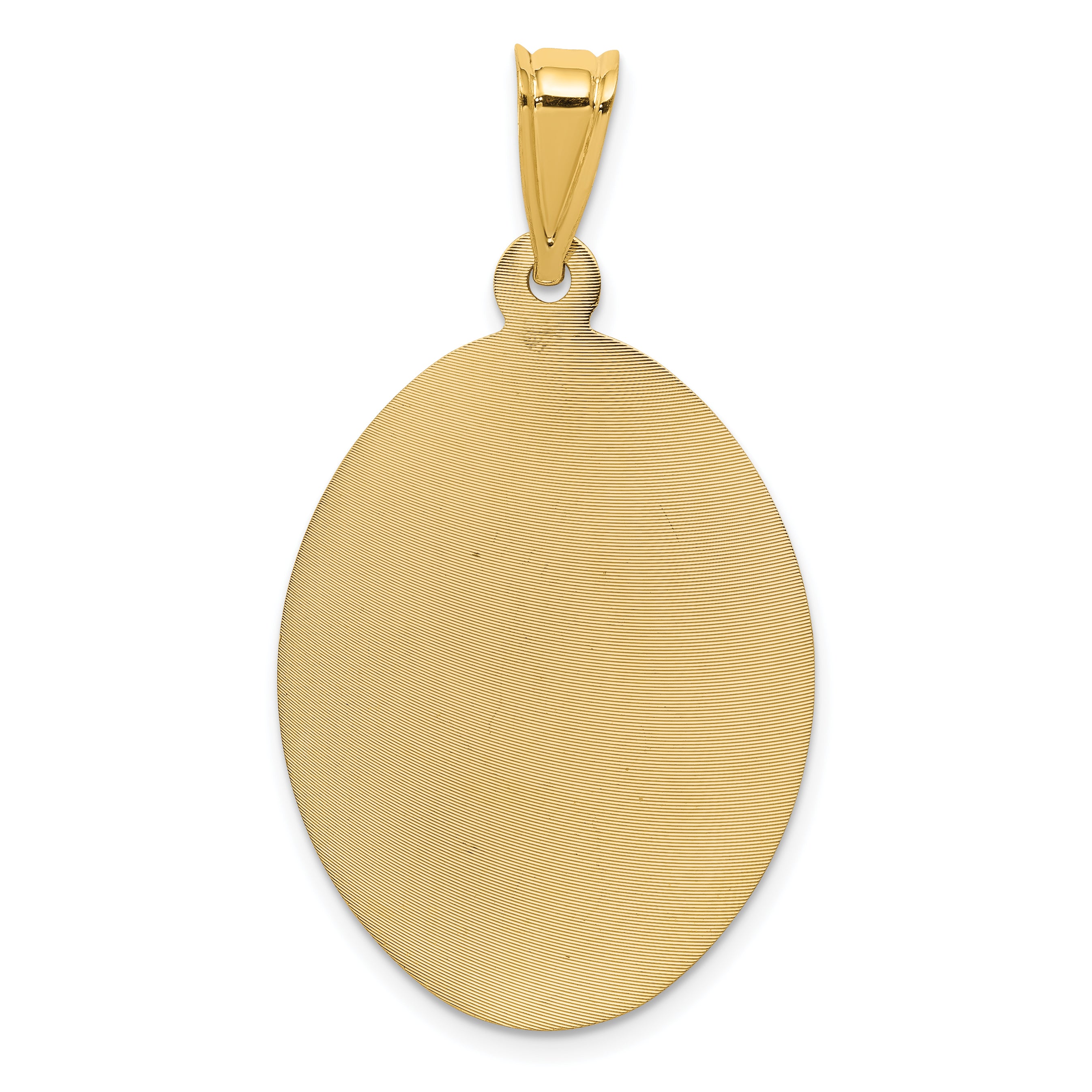 14K w/Rose and White Rhodium D/C Sagrado Corazon Oval Pendant