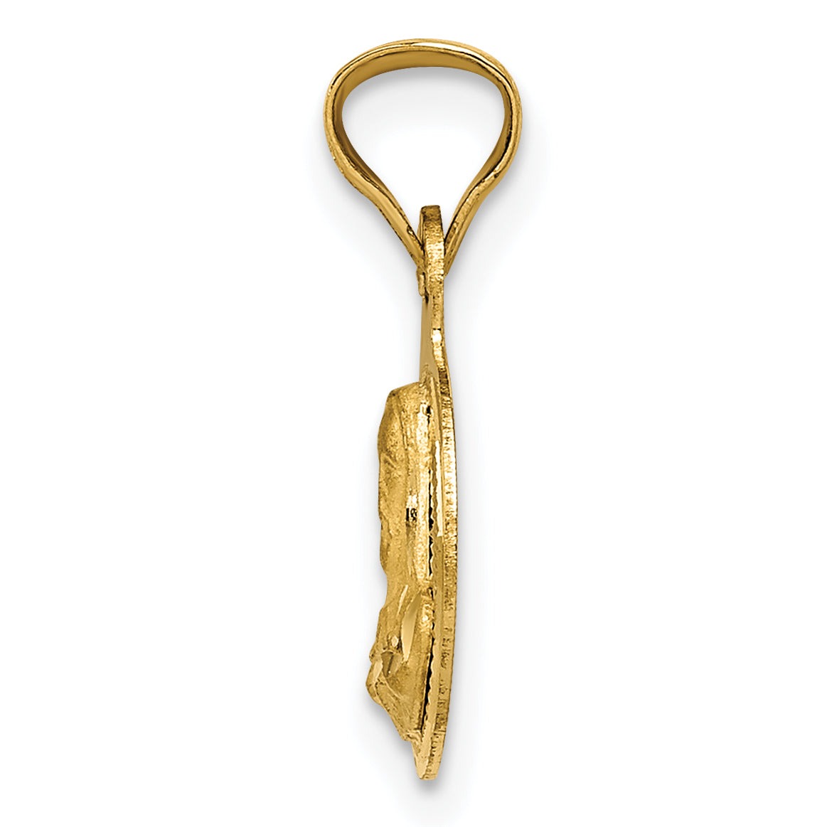 14K Polished D/C Sagrado Corazon Circle Pendant
