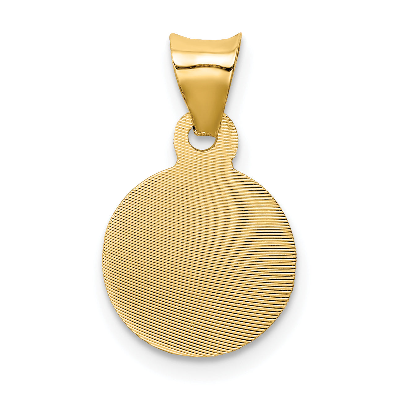 14K Polished D/C Sagrado Corazon Circle Pendant