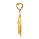 14K Polished D/C Sagrado Corazon Circle Pendant