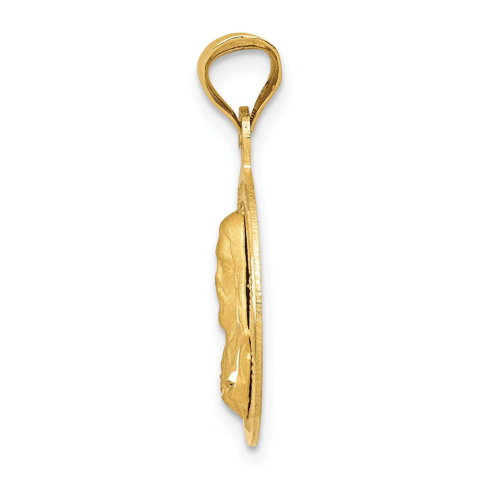 14K Polished D/C Sagrado Corazon Circle Pendant