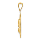 14K Polished D/C Sagrado Corazon Circle Pendant