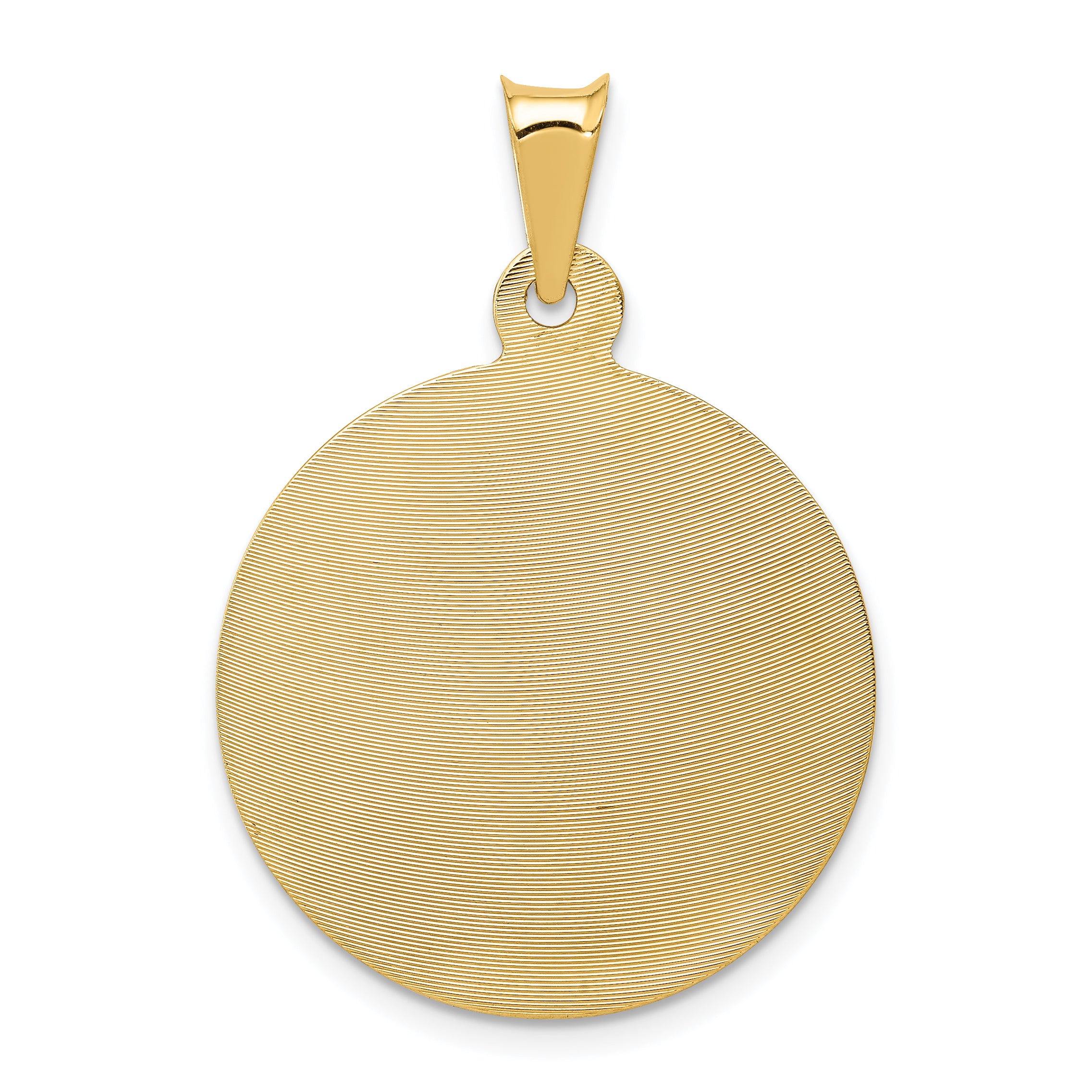 14K Polished D/C Sagrado Corazon Circle Pendant