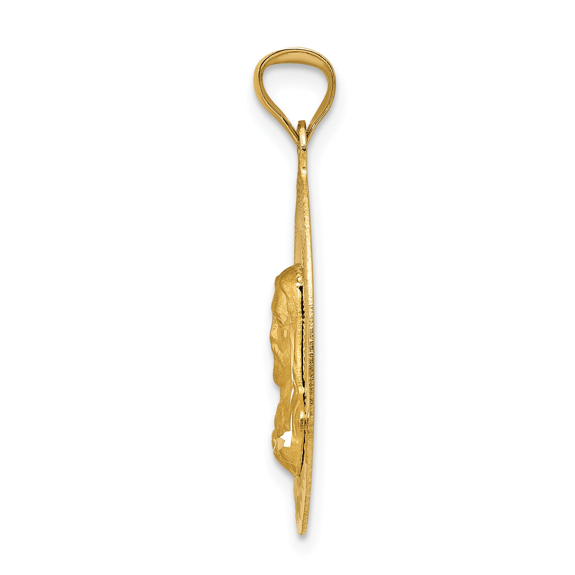 14K Polished D/C Sagrado Corazon Oval Pendant